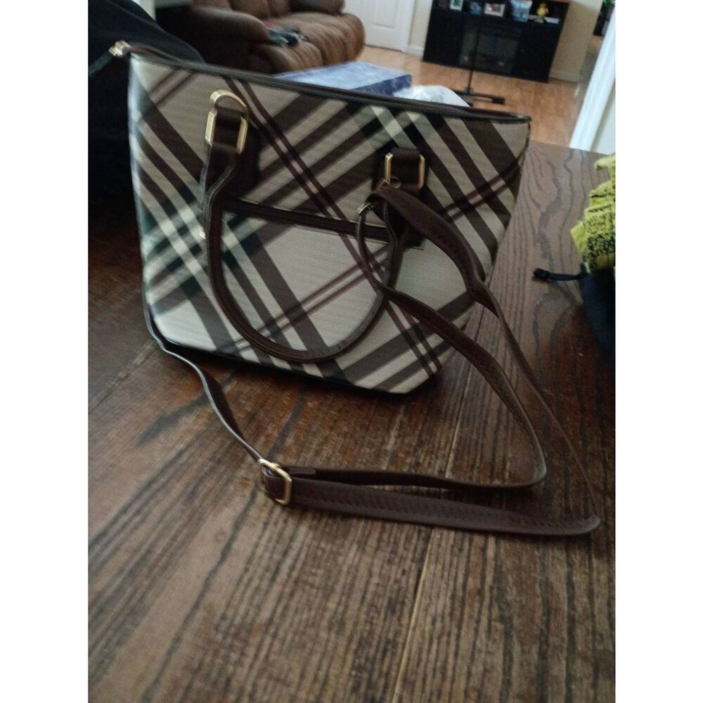 New Brown Tan Cream Top Handle Crossbody Purse Shoulder Bag Handbag